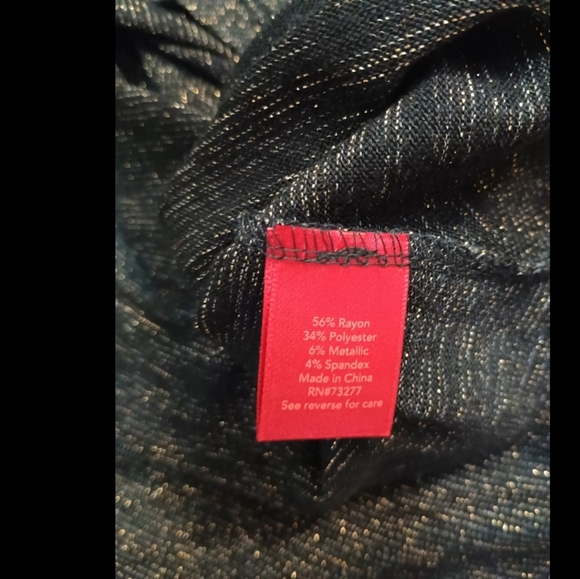 Jennifer Lopez Black Metallic Mock Neck Long Sleeve Top Blouse Party Size M - Picture 5 of 5